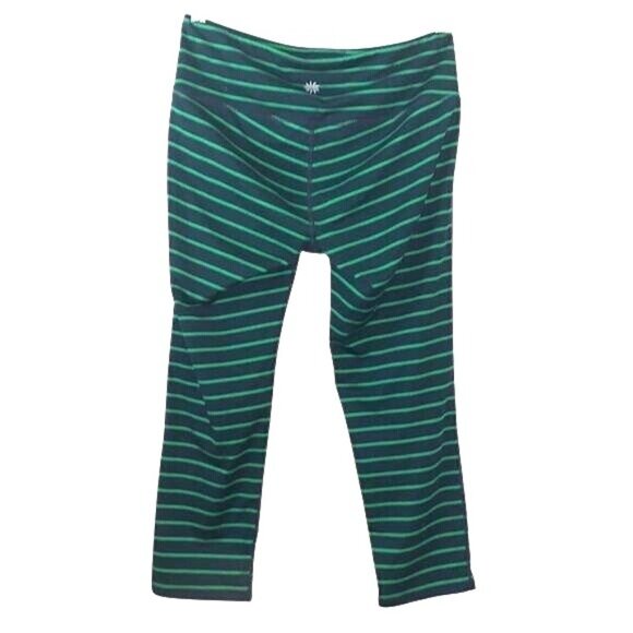 Athleta Striped Navy & Green Cropped Leggings Size S - Picture 5 of 9